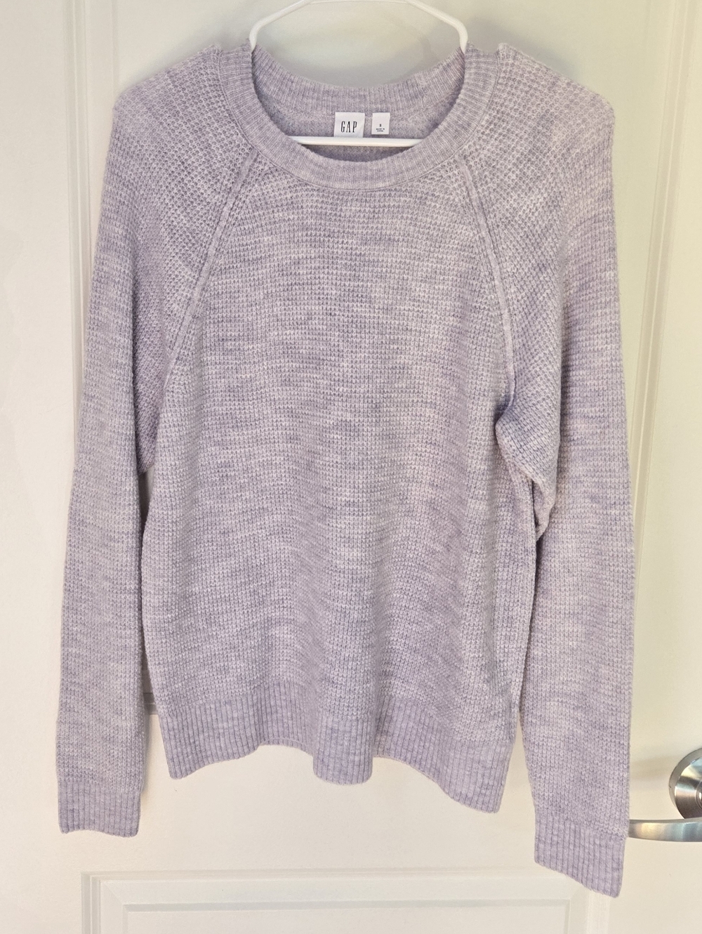 Gap Lavender Fluffy Waffle-Knit Raglan Crewneck Sweater Sz S